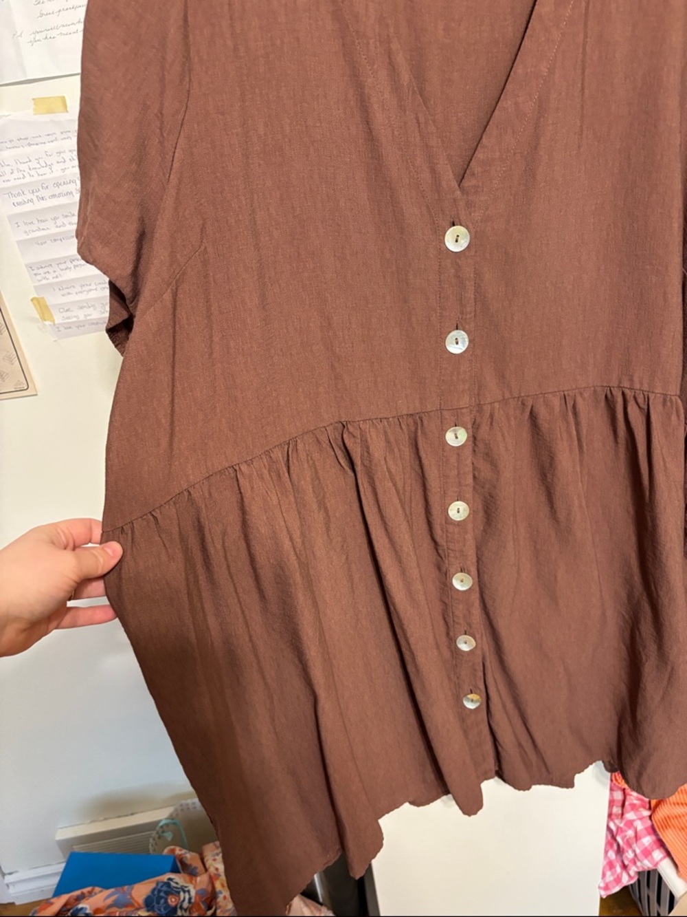 Reitmans Brown/purple Button-Front Midi Dress - Picture 4 of 6